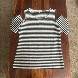 Calvin Klein striped cold shoulder top